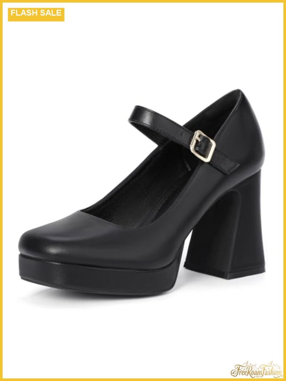 Platform Mary Jane Heels Women's Chunky Block Pump Closed Toe